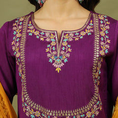 Women Floral Embroidered Kurta with Trousers & Dupatta