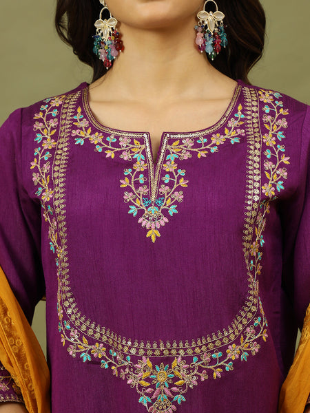 Women Floral Embroidered Kurta with Trousers & Dupatta