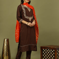 Women Floral Embroidered Kurta with Trousers & Dupatta