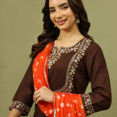 Women Floral Embroidered Kurta with Trousers & Dupatta