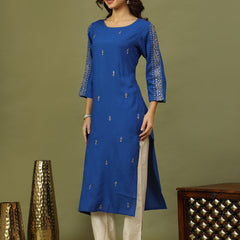 Women Ethnic Motifs Embroidered Festive Straight Kurta
