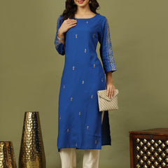 Women Ethnic Motifs Embroidered Festive Straight Kurta