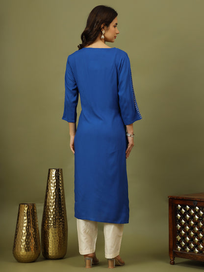 Women Ethnic Motifs Embroidered Festive Straight Kurta