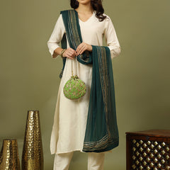 Women Solid Kurta with Trousers & Dupatta