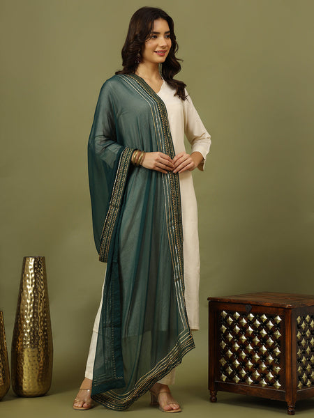 Women Solid Kurta with Trousers & Dupatta