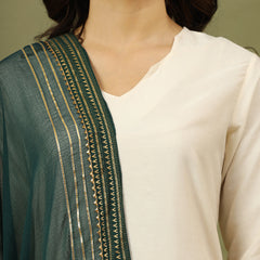 Women Solid Kurta with Trousers & Dupatta