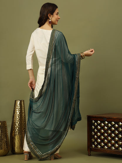Women Solid Kurta with Trousers & Dupatta