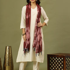 Women off White Solid Kurta with Trousers & Dupatta