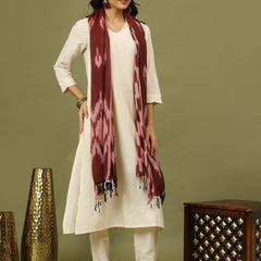 Women off White Solid Kurta with Trousers & Dupatta