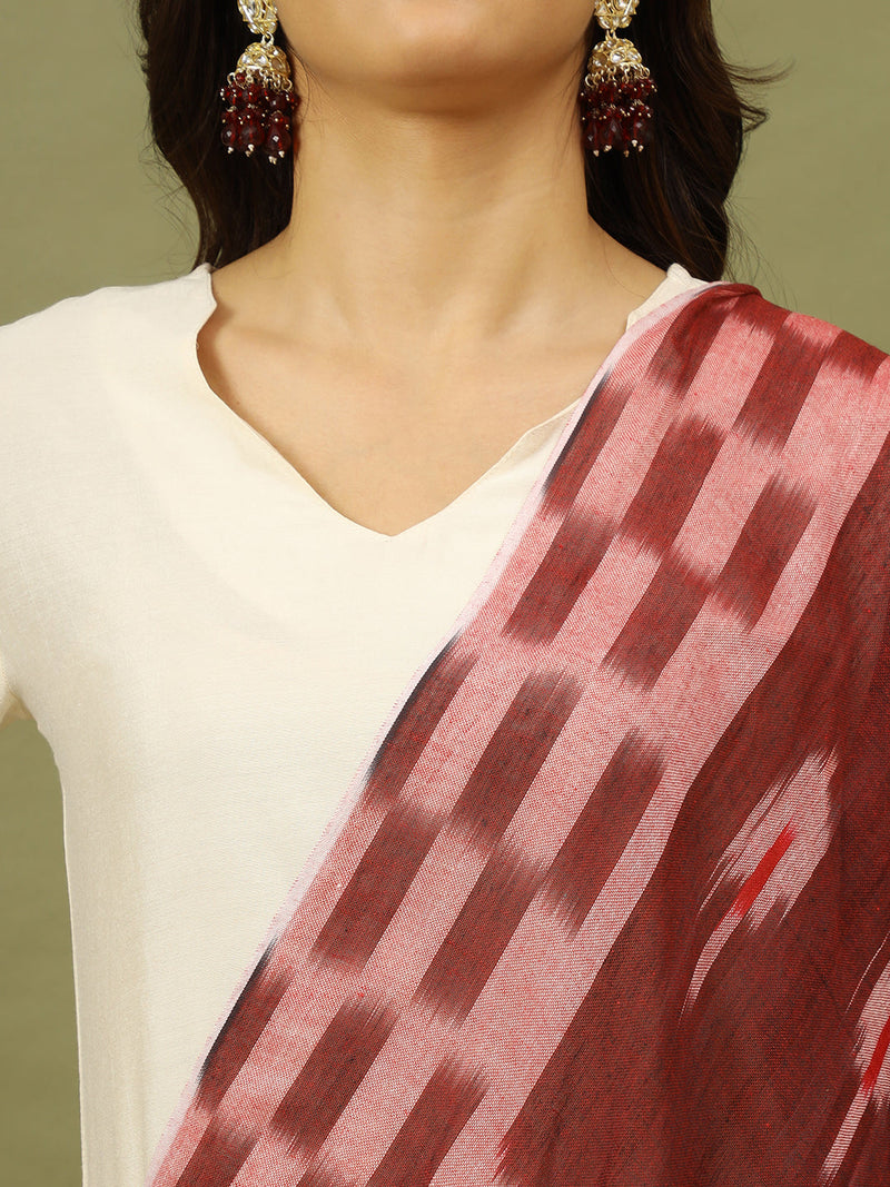 Women off White Solid Kurta with Trousers & Dupatta