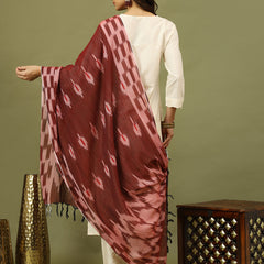 Women off White Solid Kurta with Trousers & Dupatta