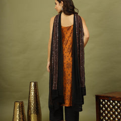 Women Bandhani Printed Cotton Kurta with Palazzo & Dupatta