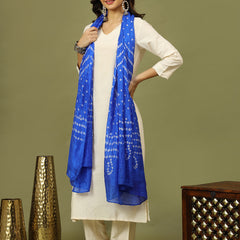 Women Solid Kurta with Trousers & Bandhani Printed Blue Color Dupatta