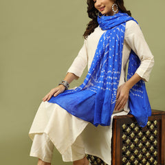Women Solid Kurta with Trousers & Bandhani Printed Blue Color Dupatta