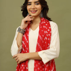 Women Solid Kurta with Trousers & Bandhani Printed Red Color Dupatta