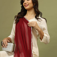 Women Solid Kurta with Trousers & Wine Color Dupatta