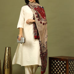 Women Solid Kurta with Trousers & Printed Dupatta