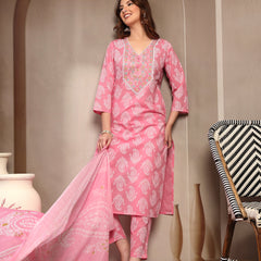 Women Pink Pure Cotton Kurta Sets