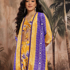 Women Yellow Printed Top Palazzo Set