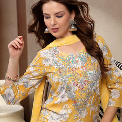 Women Yellow Pure Cotton Kurta Sets