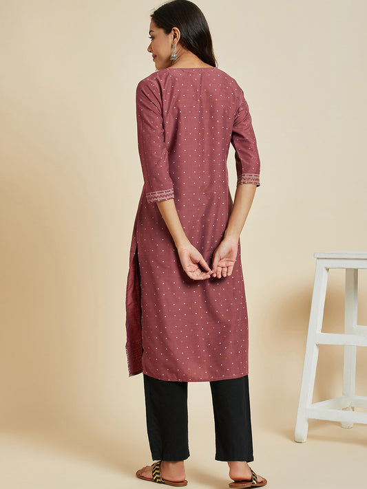 Women Rust Color Printed  kurta