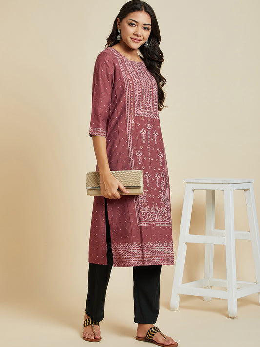 RAMA'S Women Rust Color Printed  kurta