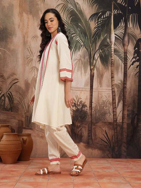 Ivory Essence Cotton Kurta with Dhoti Set