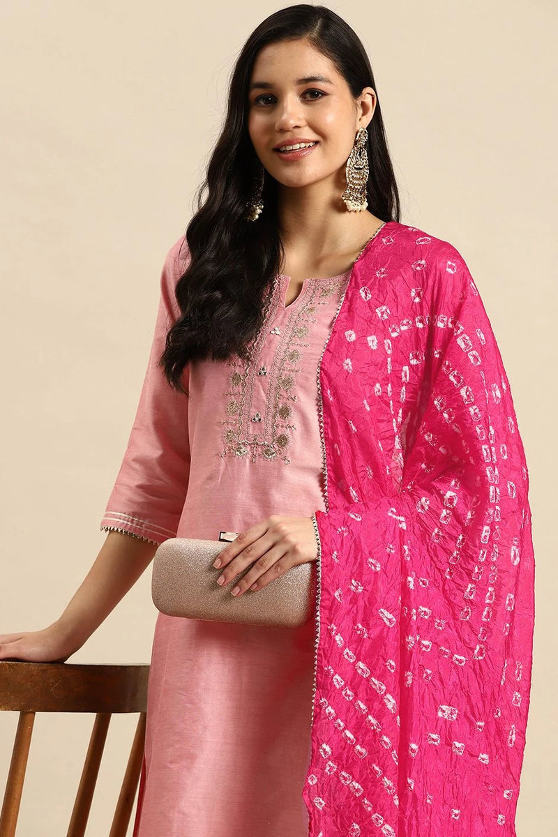 party wear pink ethnic kurta suit
