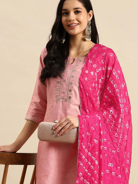 party wear pink ethnic kurta suit
