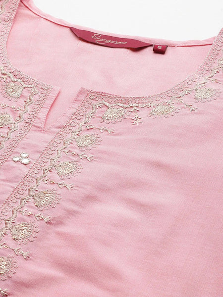 traditional embroidered straight kurta set
