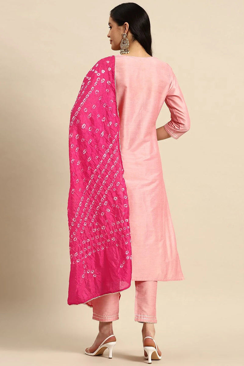 ethnic pink kurta trouser set
