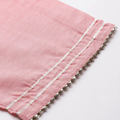 Pink Embroidered Kurta Set with Dupatta for Women