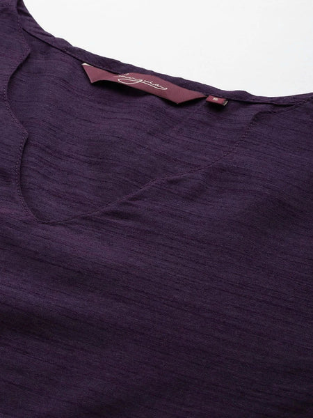 Women purple kurta set with dupatta
