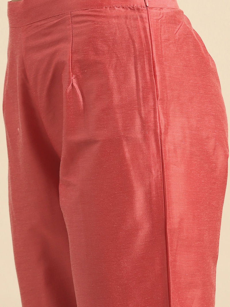 Women Green Embroidered Straight Cotton Kurta