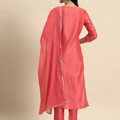 Women Green Embroidered Straight Cotton Kurta