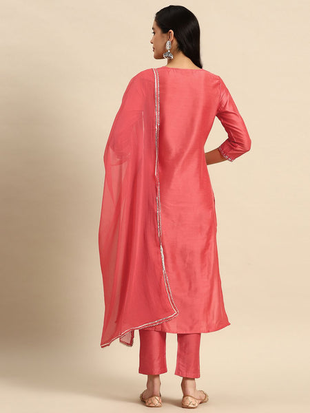 Women Green Embroidered Straight Cotton Kurta