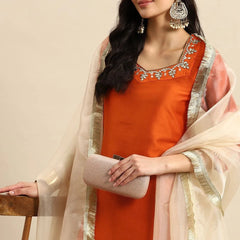 Silk kurta trouser dupatta set
