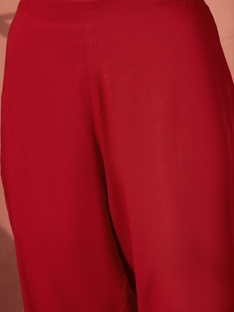 Women Embroidered Pure Cotton Round Neck Anarkali Kurta & Trousers With Dupatta