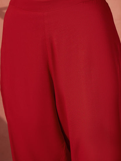 Embroidered Red Anarkali Suit
