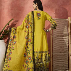 Women Embroidered Pure Cotton Round Neck Anarkali Kurta & Palazzos With Dupatta