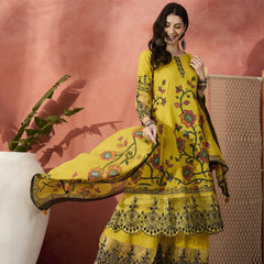Women Embroidered Pure Cotton Round Neck Anarkali Kurta & Palazzos With Dupatta