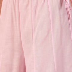 Women Pink Embroidered Pure Cotton V-Neck Anarkali Kurta & Trousers With Dupatta