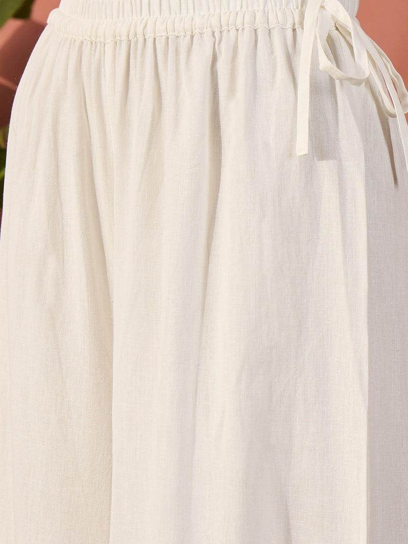Women Embroidered Pure Cotton Straight Kurta & Palazzos With Dupatta