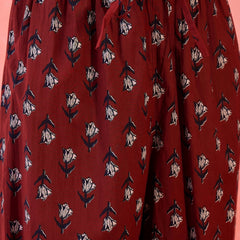 Women Maroon Printed Pure Cotton Kurta Palazzos & Dupatta