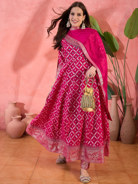 Anarkali Kurta Set in Pink