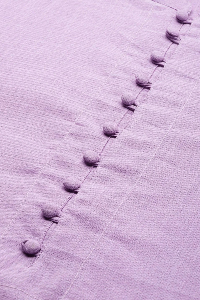 purple straight kurta fabric button detail
