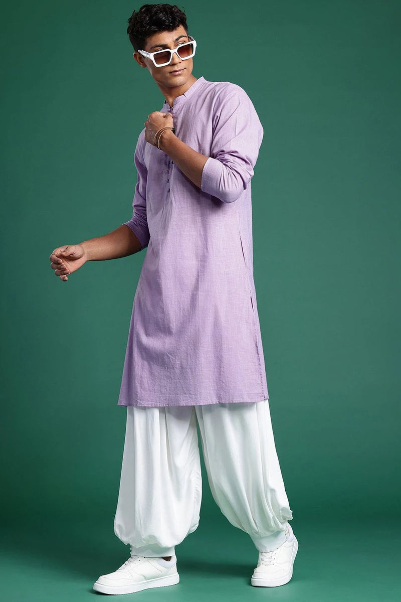 comfortable summer kurta solid purple men
