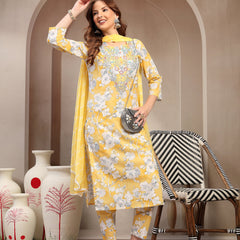 Women Yellow Pure Cotton Kurta Sets
