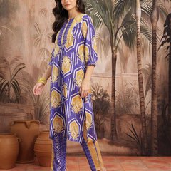 Women Blue Printed Kurta Palazzo Set