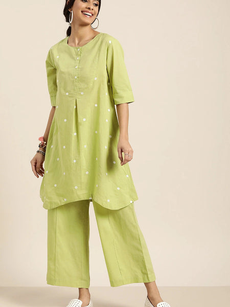 Daily wear green ethnic co ord women
